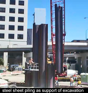 using steel sheet piling as support of excavation (SOE)